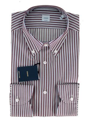 Show details for Long sleeve shirt with burgundy stripes Picture of Long sleeve shirt with burgundy stripes