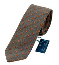 Immagine di Cravatta fondo grigio disegno arancione