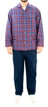 Picture of Checkered pattern men's pajamas with burgundy background