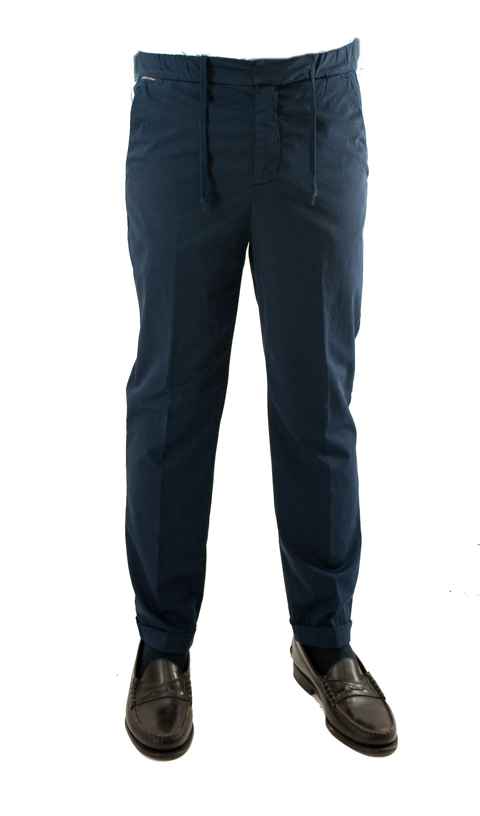 Picture of Pantalone blu in cotone con coulisse
