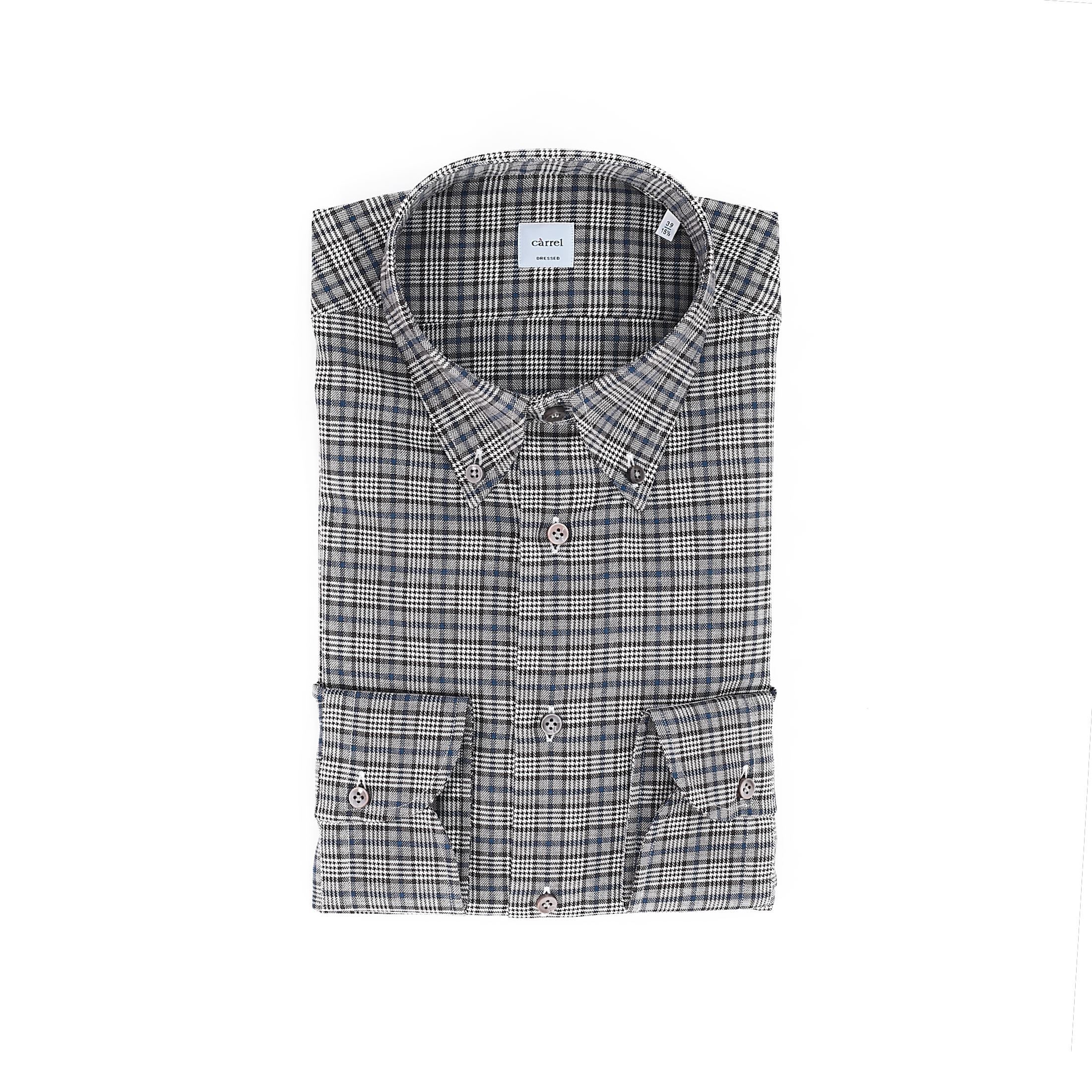 Picture of brown and blue checked shirt