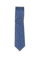 Picture of patterned silk tie light blue background
