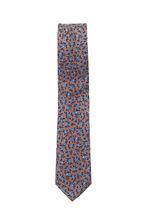 Picture of patterned silk tie brown background