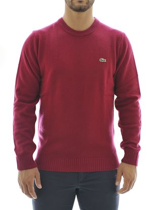 Show details for burgundy wool crewneck sweater Picture of burgundy wool crewneck sweater
