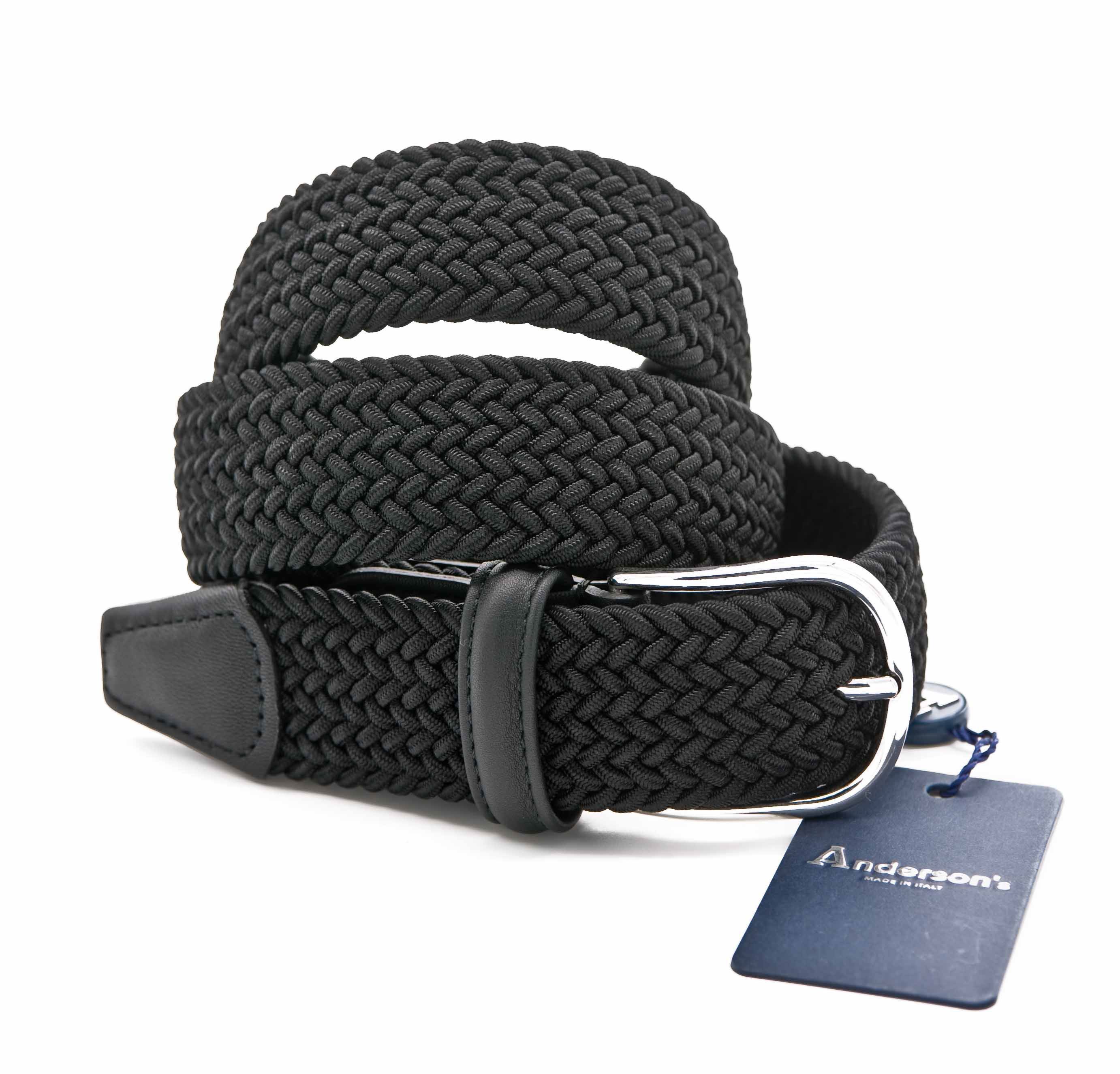 Anderson's black braided elastic belt - Floccari Store