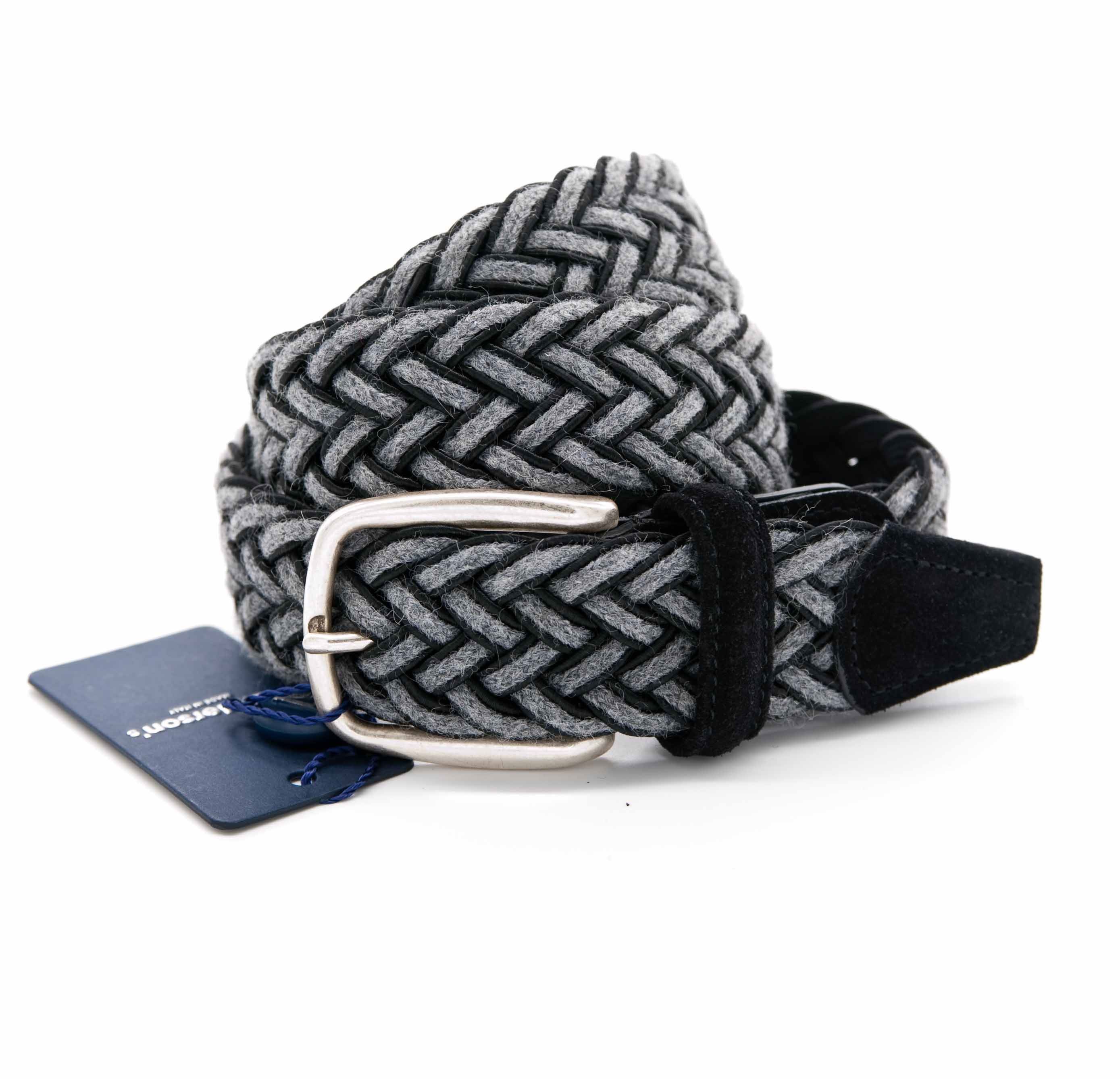 Immagine di Cintura intrecciata in cotone e lana nero e grigio