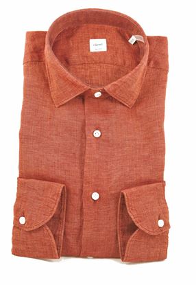 Picture of Rust long-sleeved shirt in washed linen