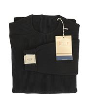 Picture of Crew neck rib knitted reversable sweater navy blue