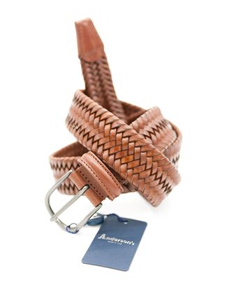 Immagine di Cintura intrecciata elastica in pelle marrone