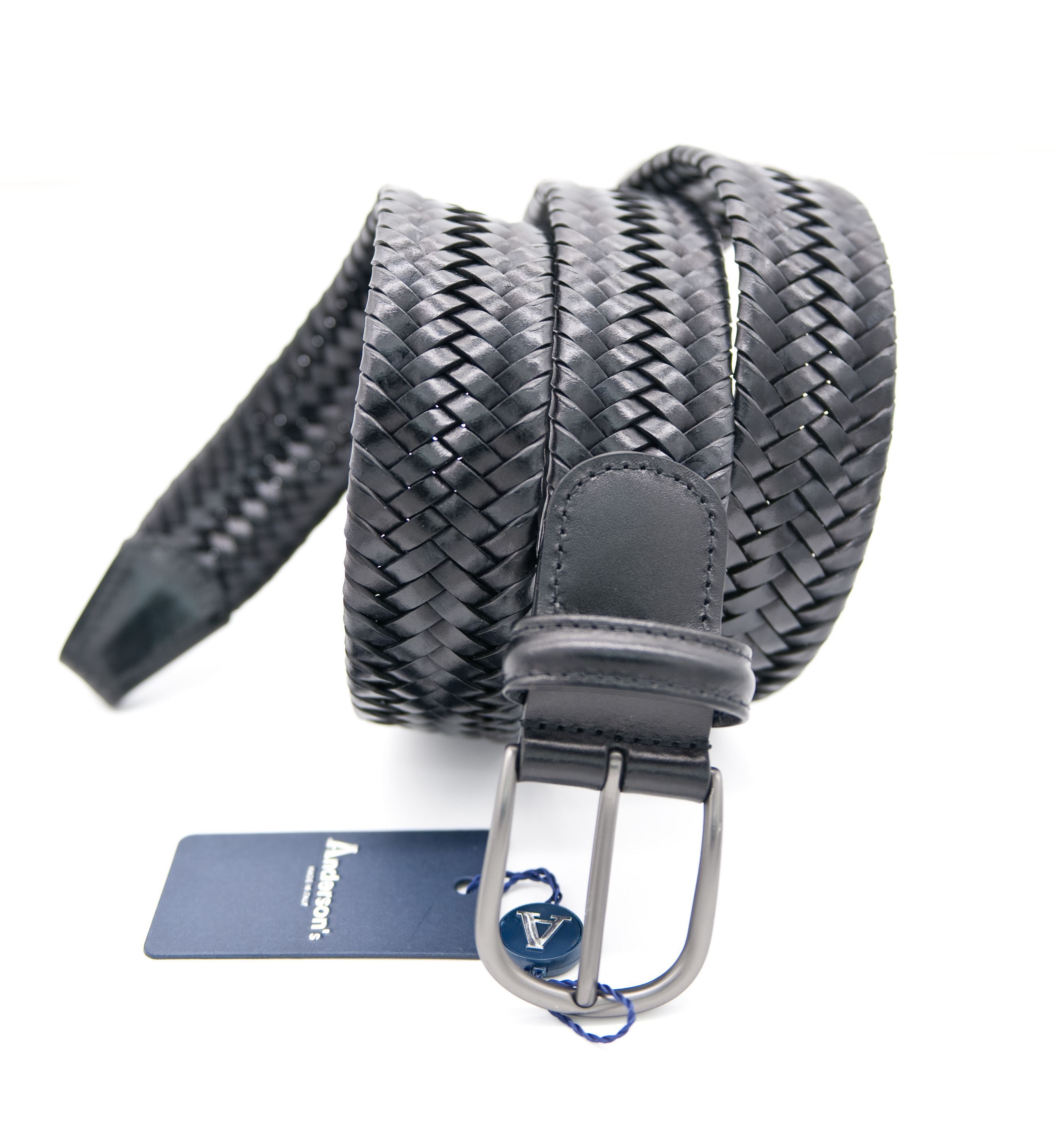 Immagine di Cintura intrecciata elastica in pelle nera