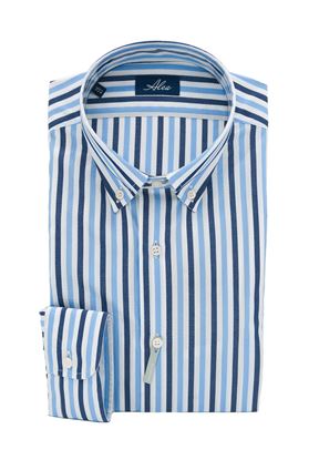 Immagine di Camicia fondo bianco a righe blu azzurre