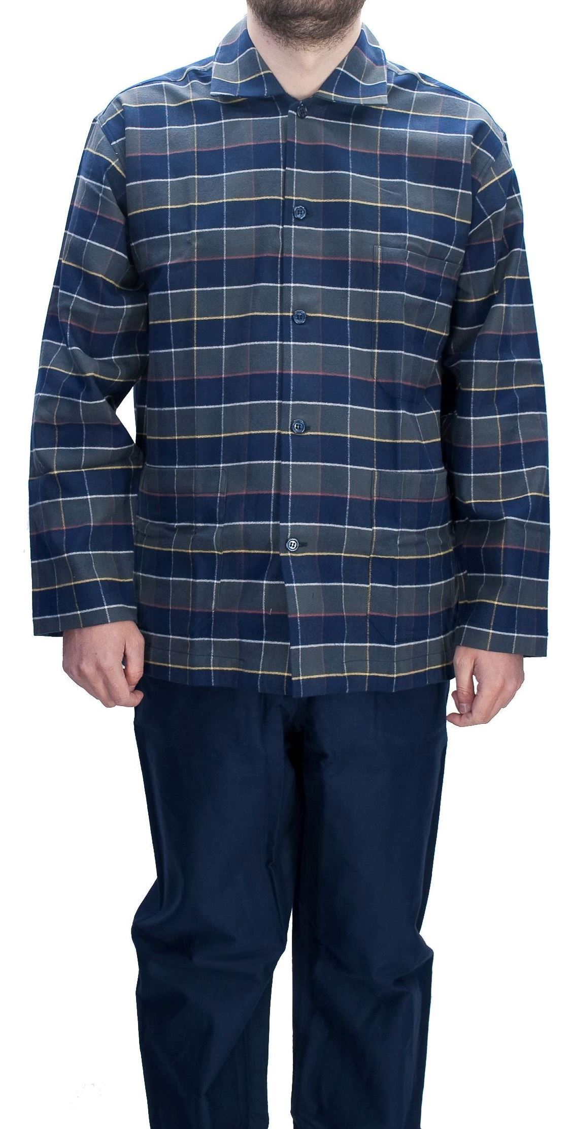 Picture of Blue pattern men's cotton flannel pajamas