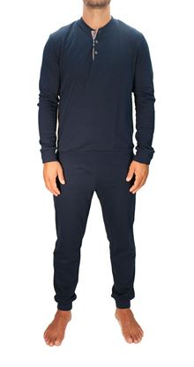 Picture of Men's Cotton Pyjamas, 3 buttons,  blue background