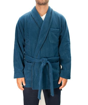 Picture of Light blue fleece Smoking jacket