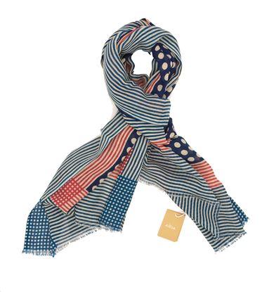 Picture of wool scarf blue background 