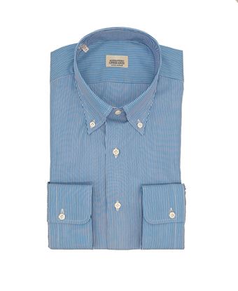 Picture of button down striped shirt sky blue/white