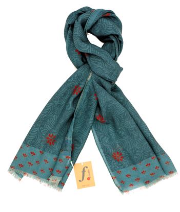 Picture of Torino Wool scarf with teal background