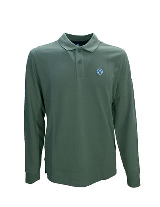 Picture of Military green long-sleeved polo shirt