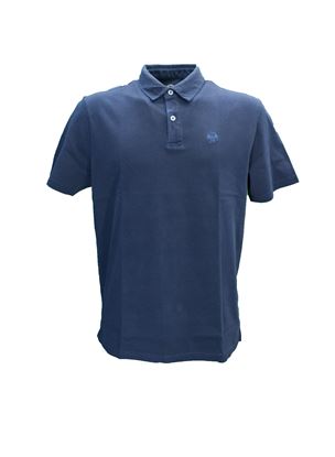 Picture of blue cotton jersey polo shirt