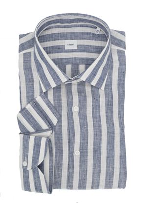 Picture of Striped blue washed linen shirt 