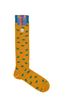 Picture of patterned socks yellow background