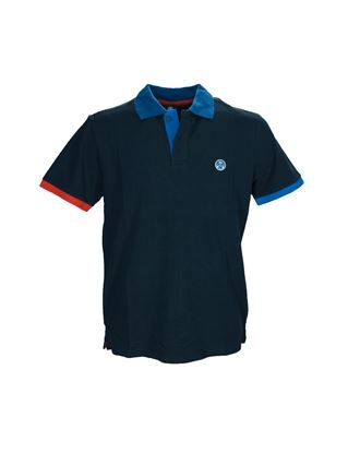 Picture of Navy blue short-sleeved piqué polo shirt