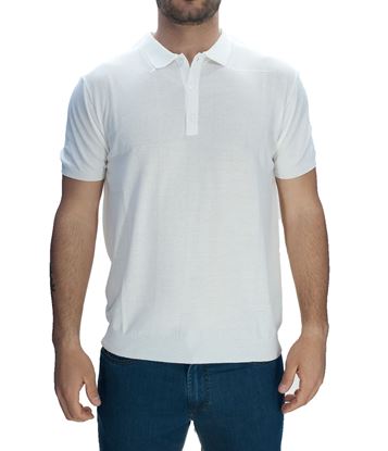 Picture of White linen polo shirt