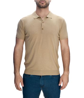 Picture of Coffee-milk linen polo shirt