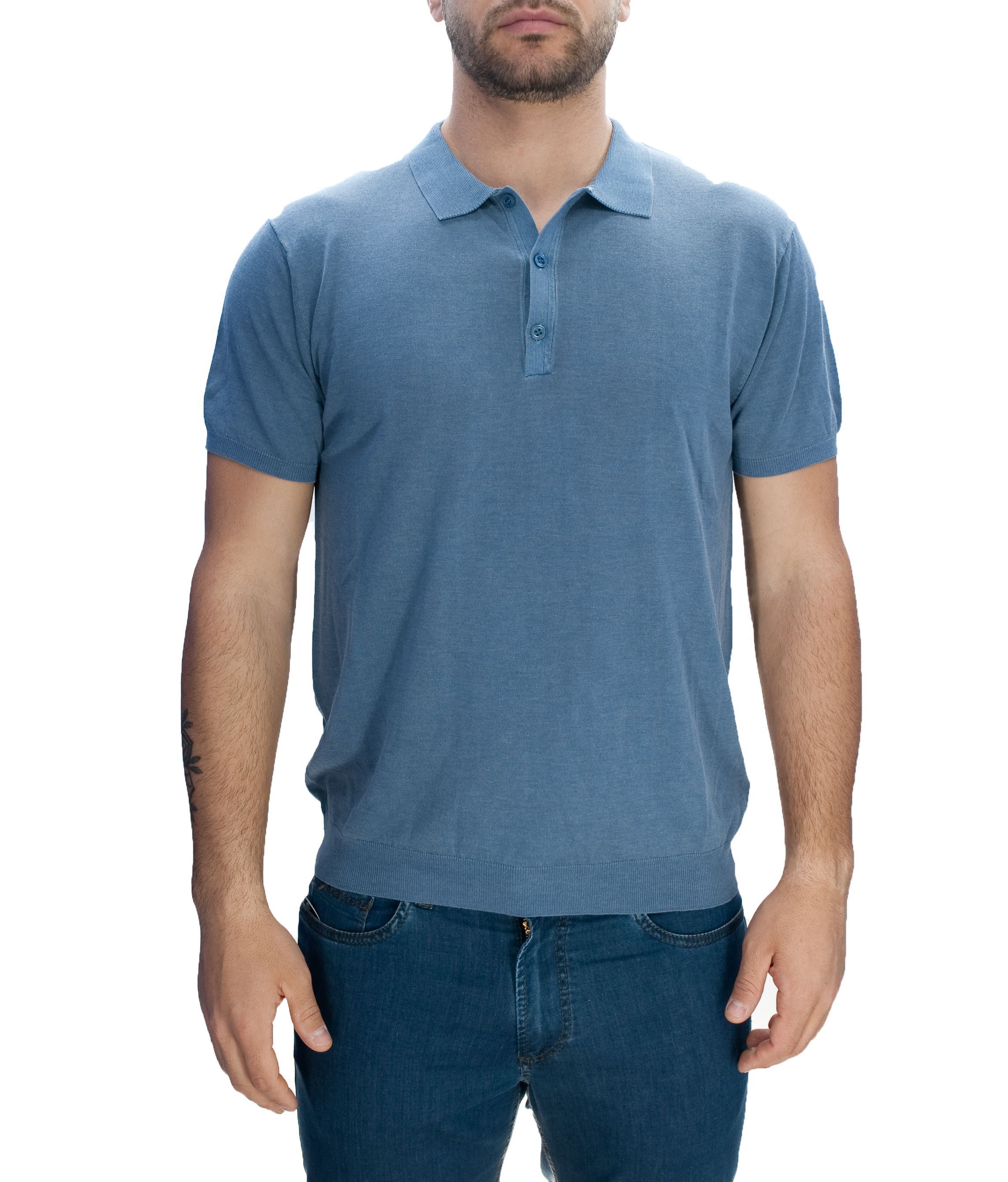 Picture of Aviation Blue linen polo shirt