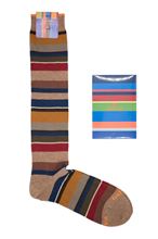 Picture of Striped sock with walnut background
