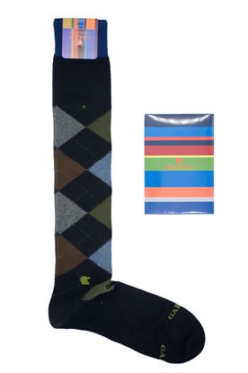 Picture of Patterned socks with blue background
