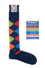 Picture of Patterned socks with blue background