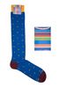 Picture of Ladybug patterned sock on light  blue background
