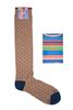 Picture of Polka dot patterned socks with walnut background