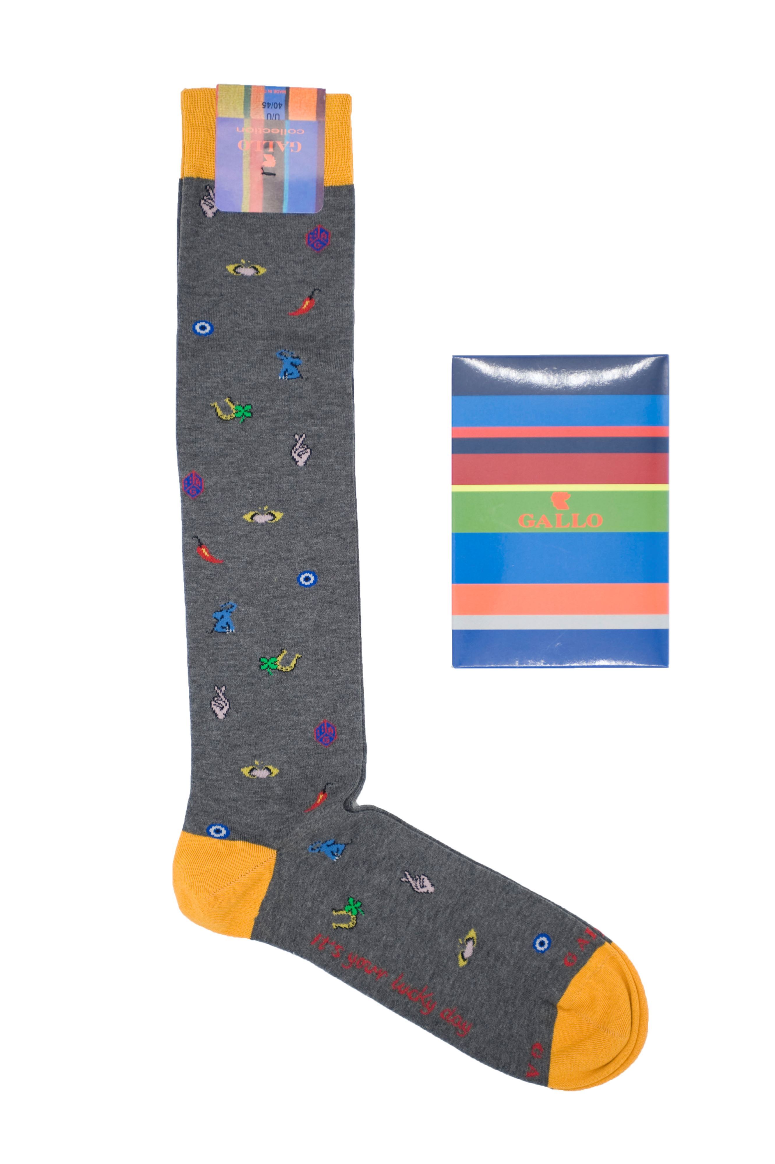 Picture of Patterned socks grey background