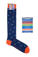 Picture of Patterned socks blue background