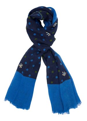 Picture of Blue background patterned wool scarf