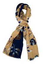 Picture of Beige background patterned wool scarf