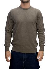 Picture of Taupe crew neck sweater in pure cashmere