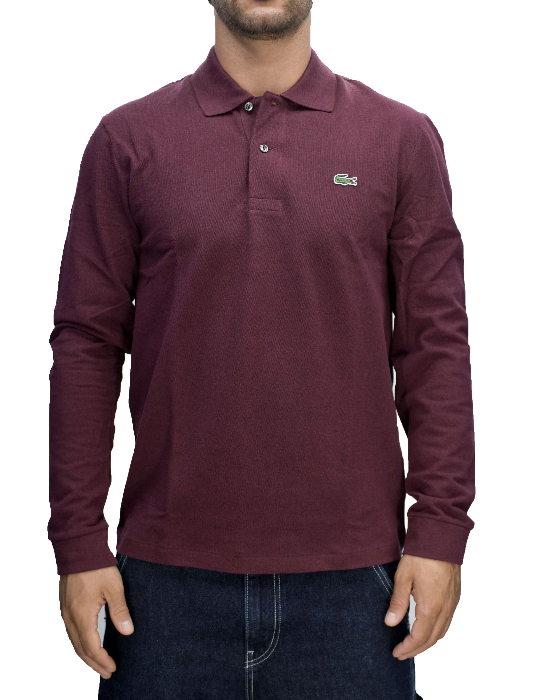 Picture of long-sleeved polo Colour burgundy chiné