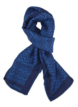 Picture of Blue background patterned scarf