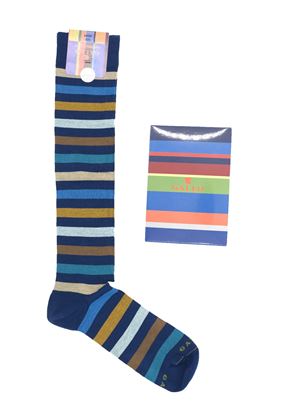 Picture of Striped mako cotton socks with blue background