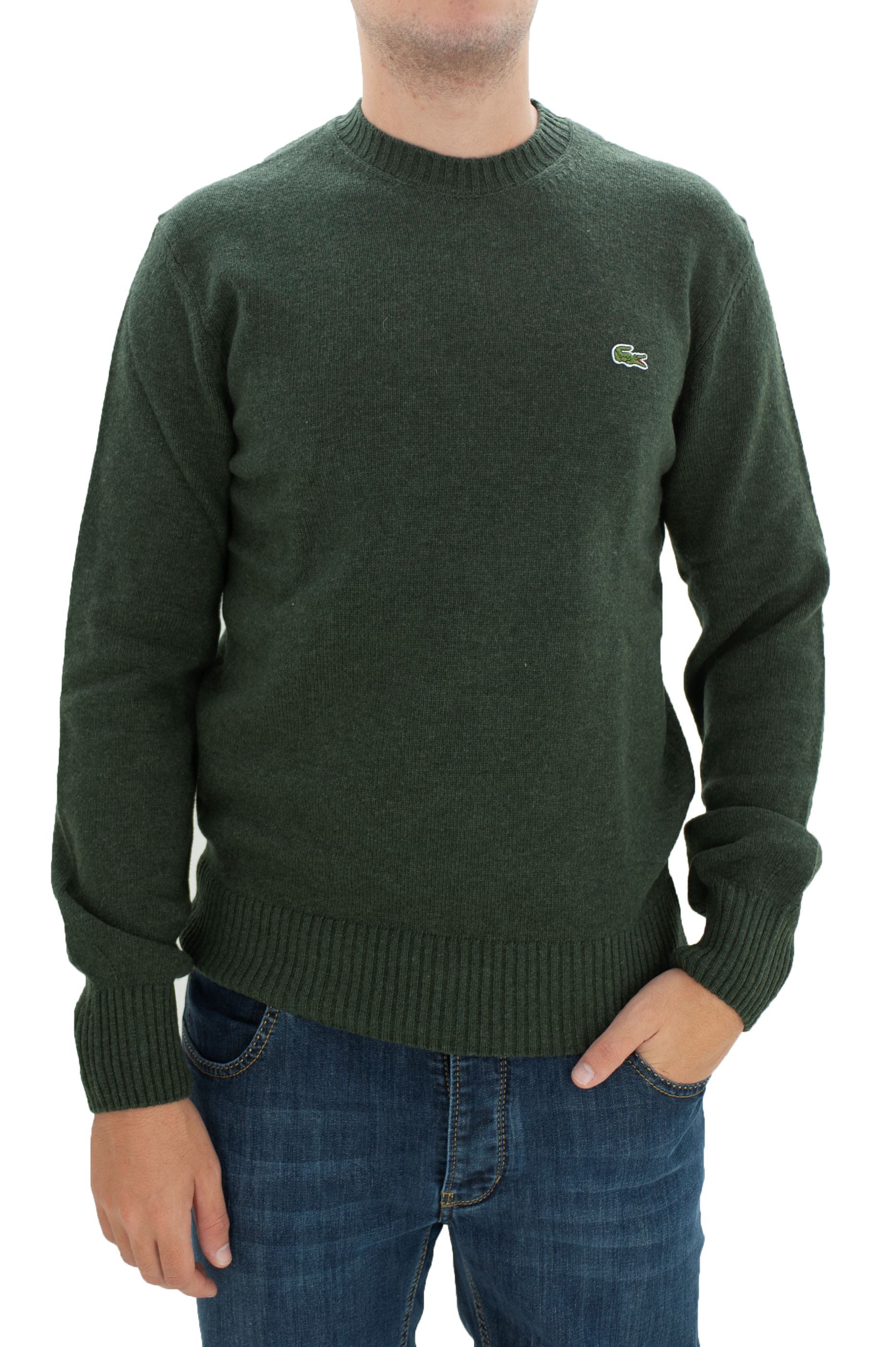 Picture of Dark green wool crew neck sweater