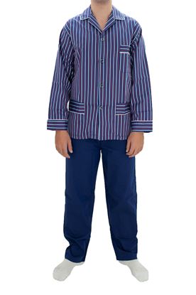 Picture of Men's pajamas with stripes on a blue background