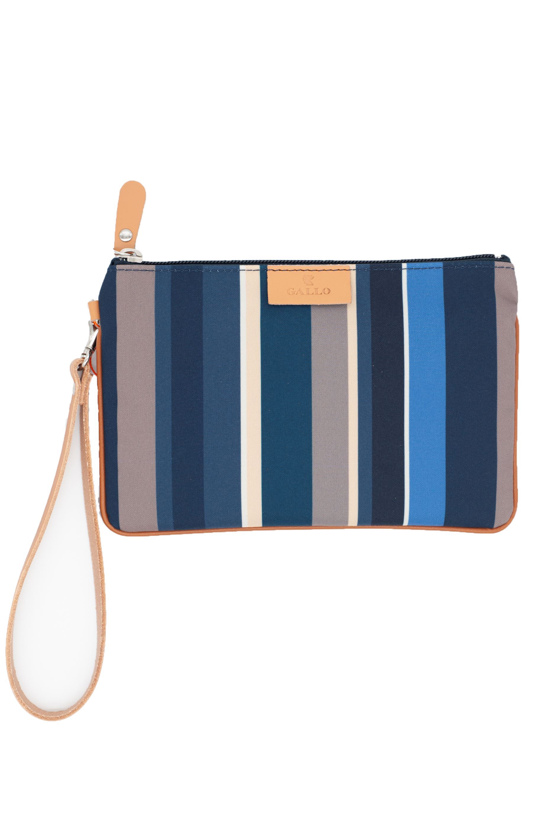 Picture of blue striped clutch bag