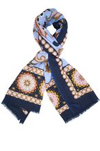 Picture of Blue background patterned scarf
