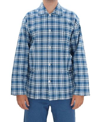 Picture of Light Blue pattern men's cotton flannel pajamas