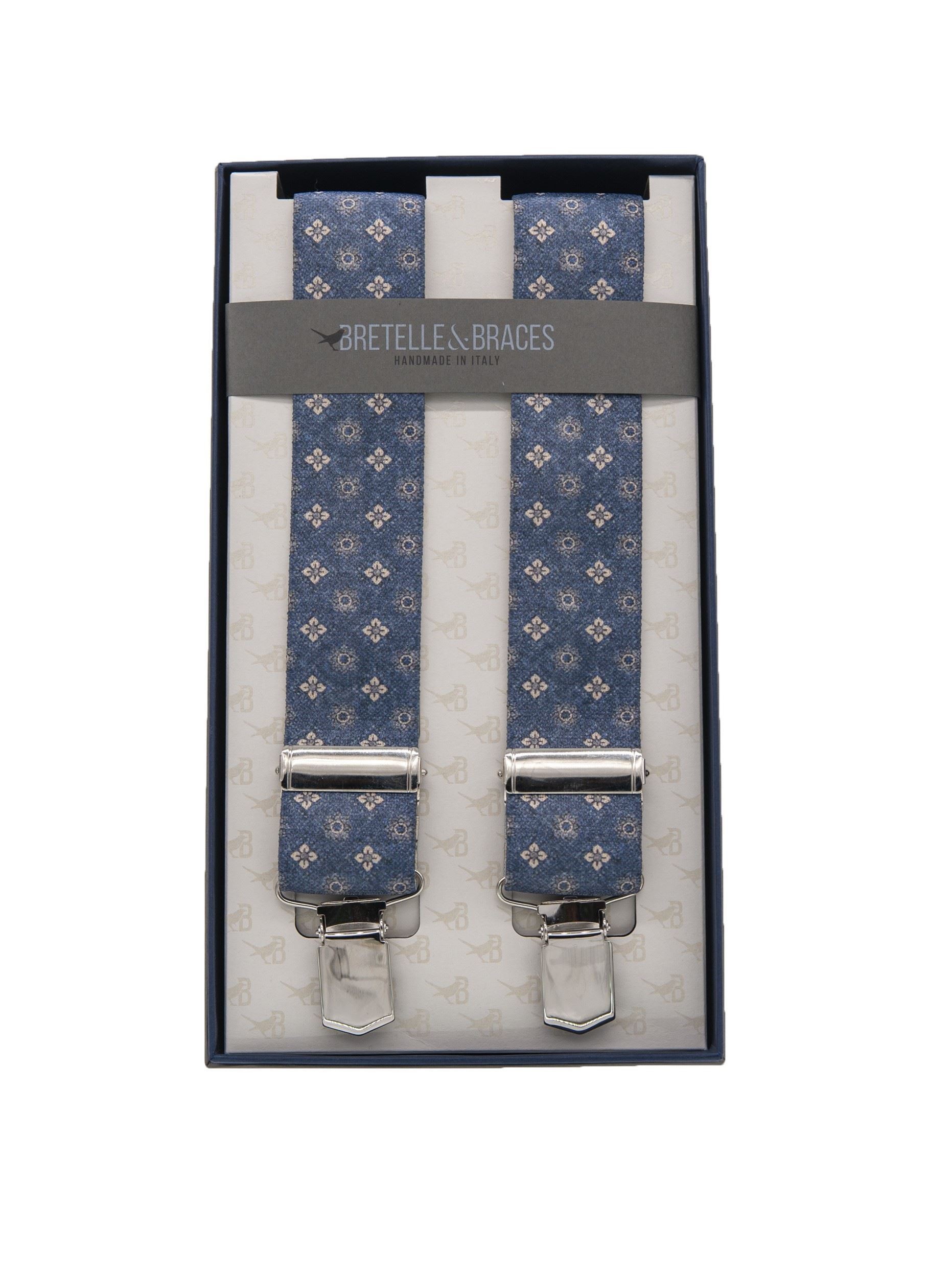 Picture of Elastic braces with powder blue background pattern