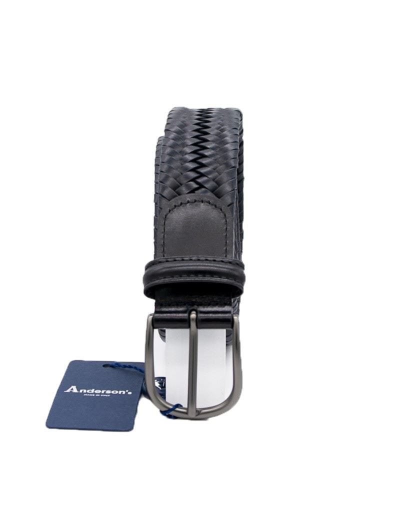 Picture of Black woven stretch leather belt 