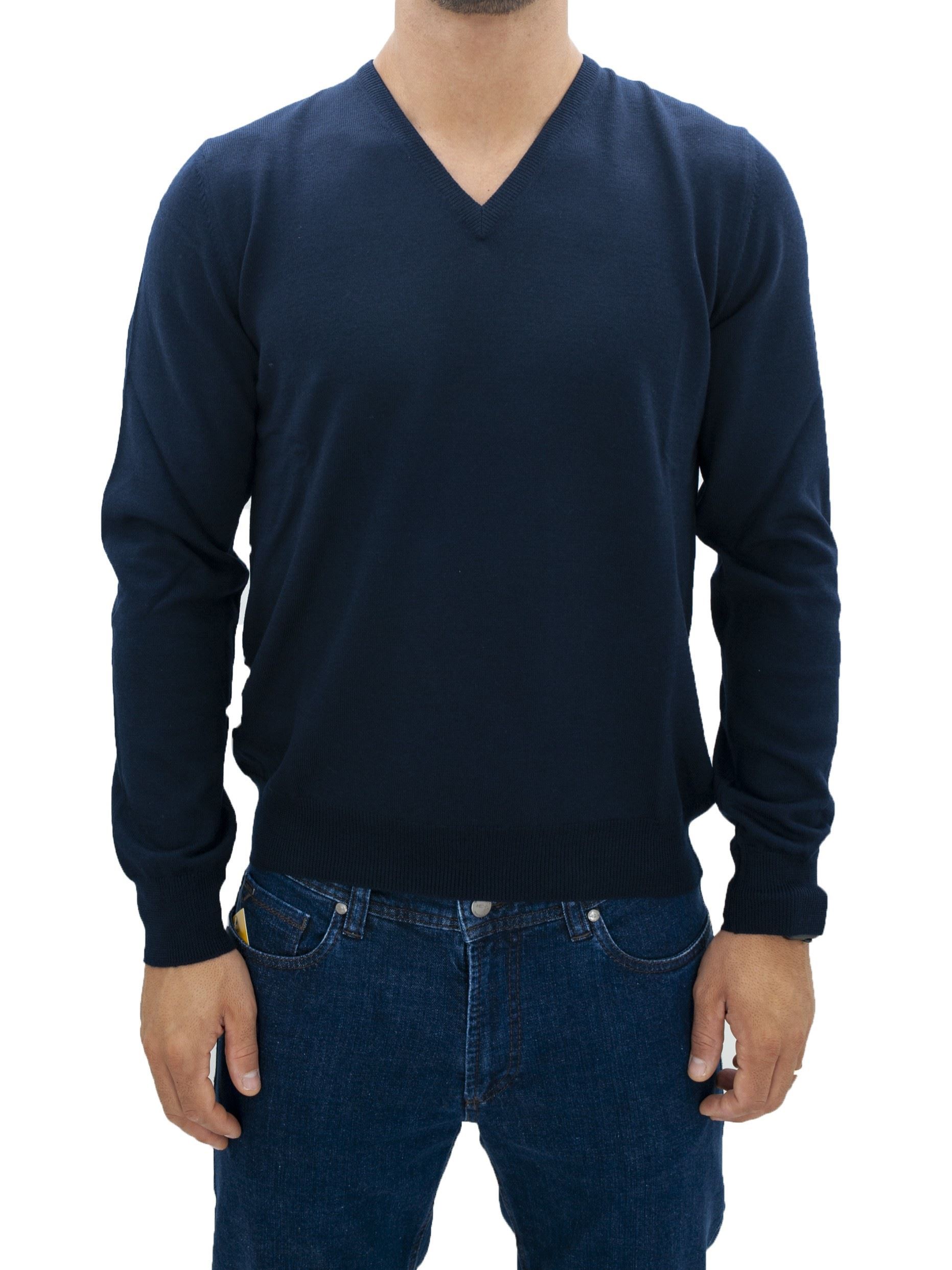 Immagine di Maglia  Lana scollo V Blu